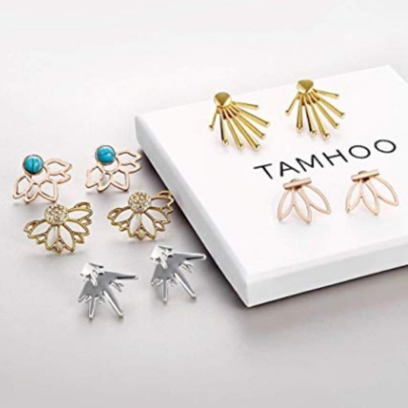 NWT Bundle Set 2 Pairs Bright Gold Jacket Earrings - Picture 2 of 4